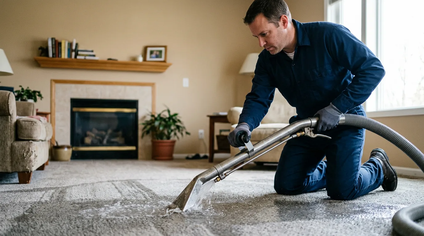 Water damage restoration technician working near Cottonwood Falls, KS